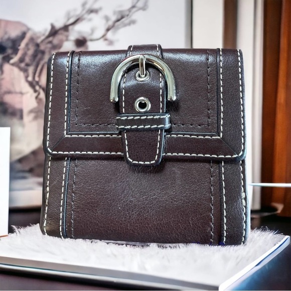 Coach Handbags - Coach Brown Silver Buckle Bifold Leather Wallet